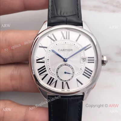 Swiss Cartier De Drive Watch SS White Roman Dial 41mm 